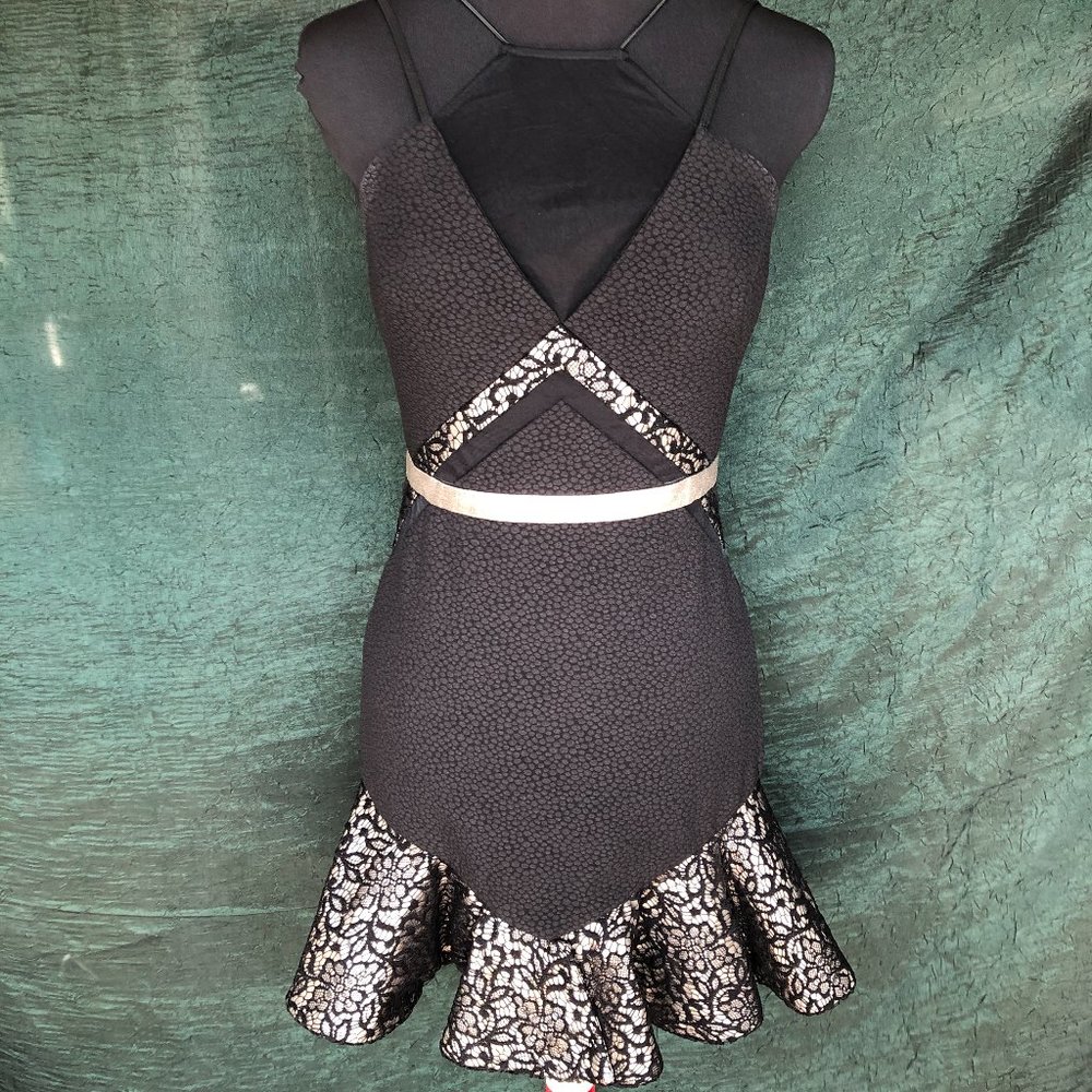 Three Floor Electrum Black Gold Cocktail Dress